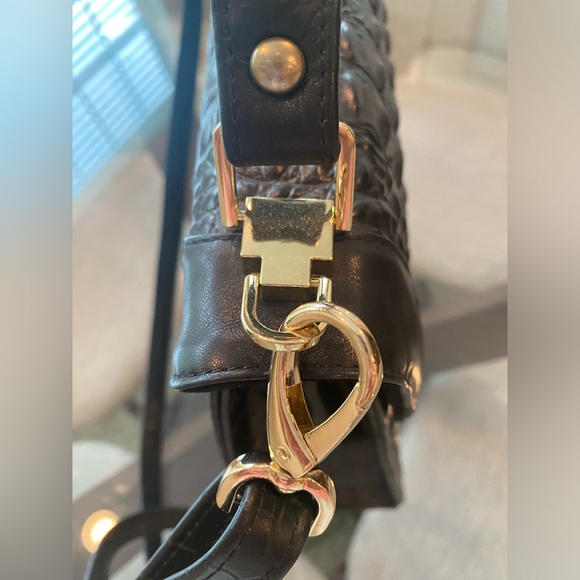 Italian Luxury Zamponi Elegant Black Leather Handbag Purse Satchel Gold Hardware - Picture 7 of 9